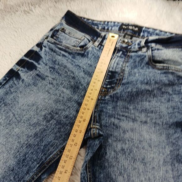 WT02 Acid Wash Denim Jeans Men's 32x30(29) Stretch Faux Double Knee Blue........ - Picture 9 of 14